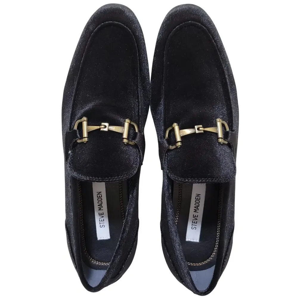 Steve Madden Men Morocco Slip On Horsebit Loafers Size US 11 Black Velvet
